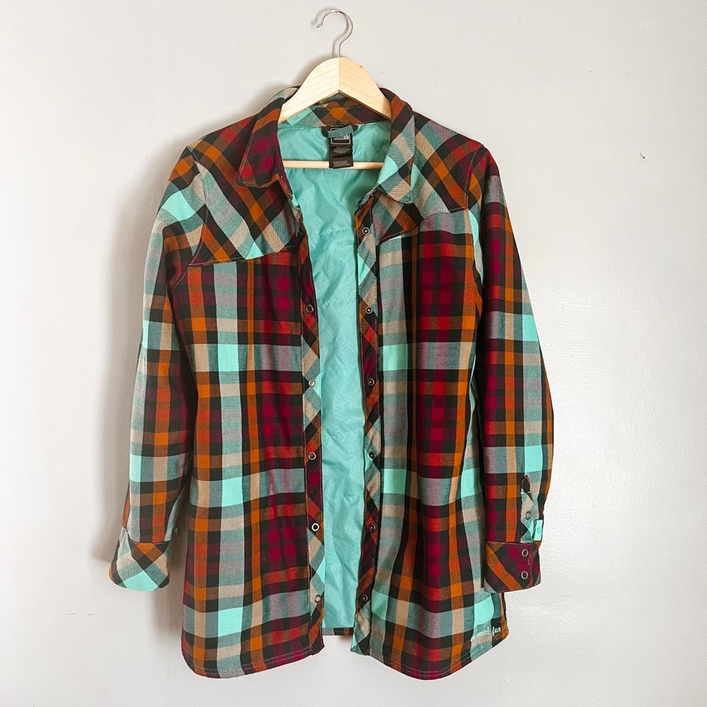 The North Face plaid snap button lined jacket